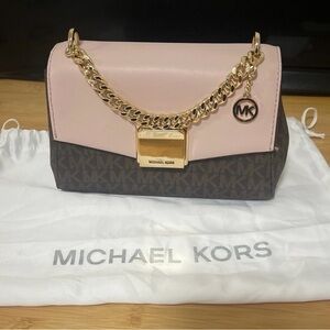 Michael Kors Pink and Brown Crossbody with Gold Accents